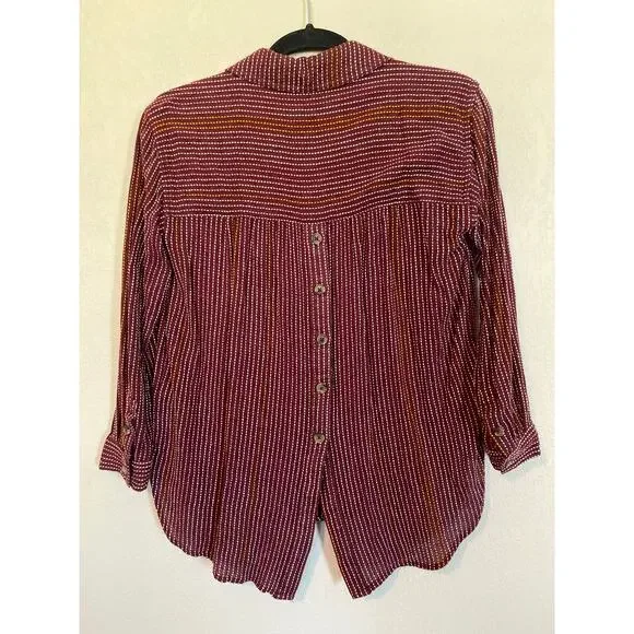 Anthropologie Isadora Long Sleeve Striped Button-Back Popover Tunic Top Size XS - Picture 5 of 8